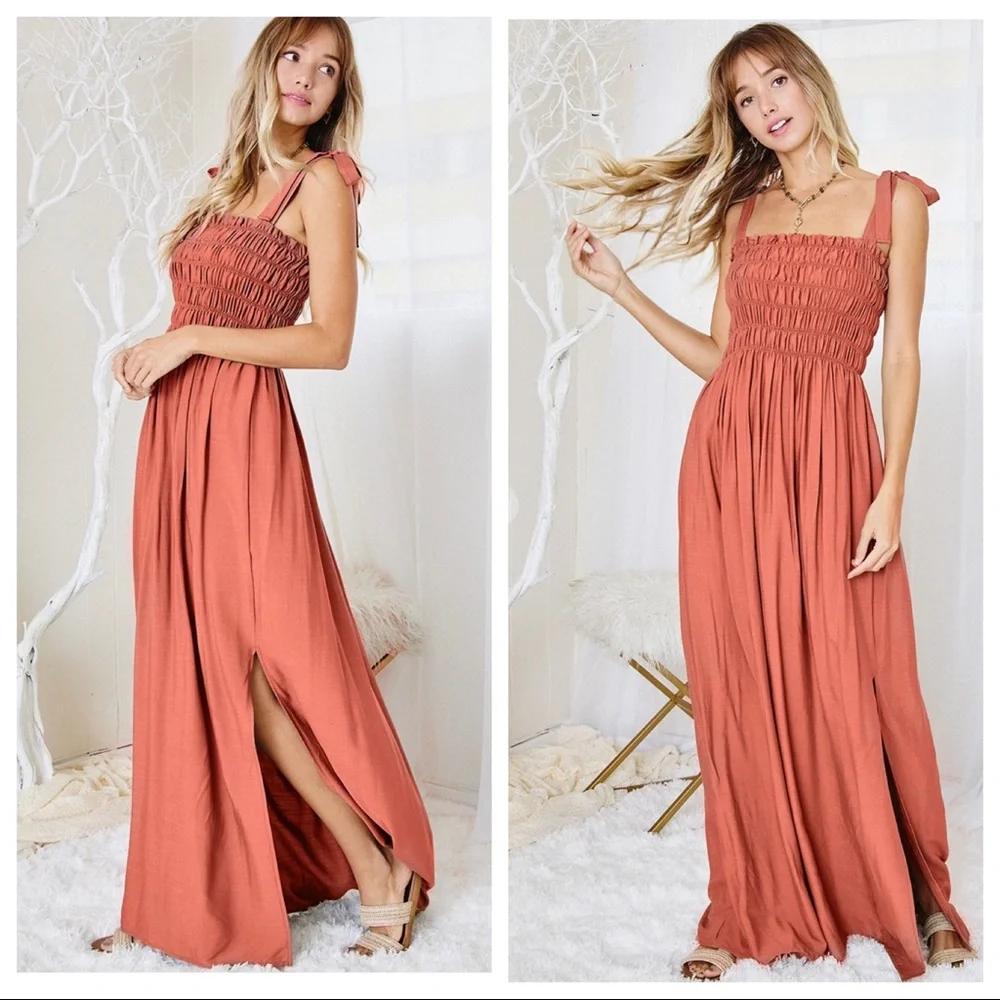 02 My Best Selling Dress Shoulder tie maxi dress - Picture 2 of 3